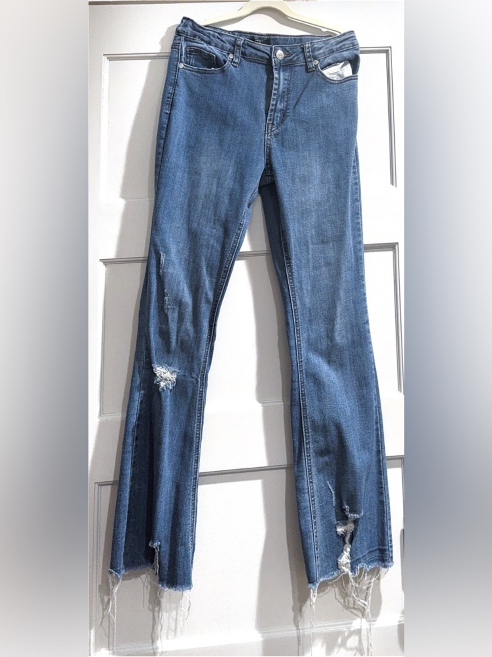 Forever 21 Ripped Bootcut Blue Jeans